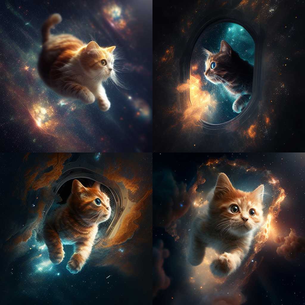 MidJourney with the prompt a cat in space
